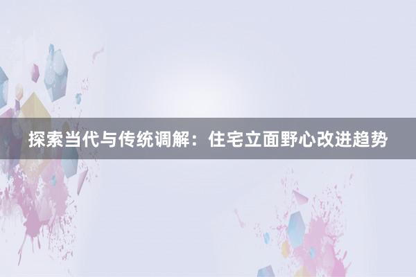 探索当代与传统调解：住宅立面野心改进趋势